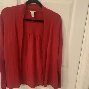 Chicos‎ Red Draped Cardigan Sweater Size 1 / Medium Open Sweater